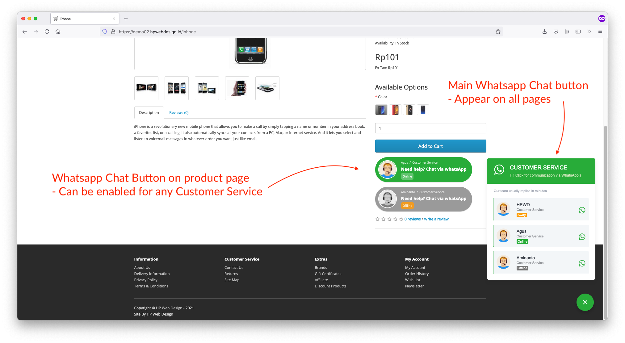 Whatsapp chat button opencart